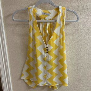 Flirty Yellow Chevron Sleeveless Top, Size S